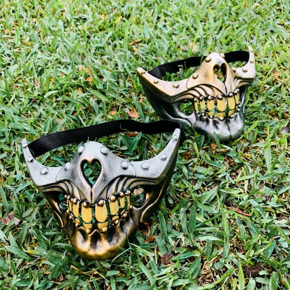 Steampunk Halloween Metallic Mouth Skull Mask Halloween Costume Party Masks SET - Picture 3 of 3